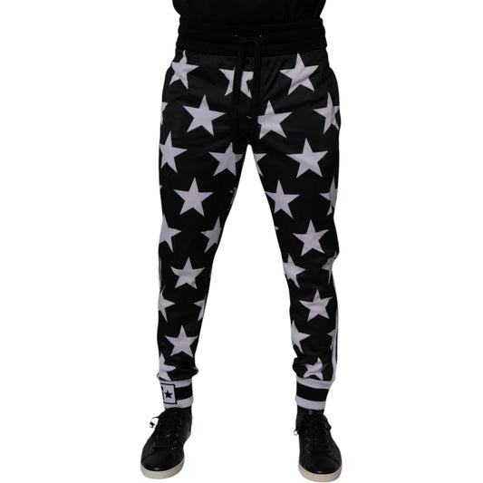 Dolce & Gabbana Black White Stars Jogger Men Sweatpants Pants PAN76010-46