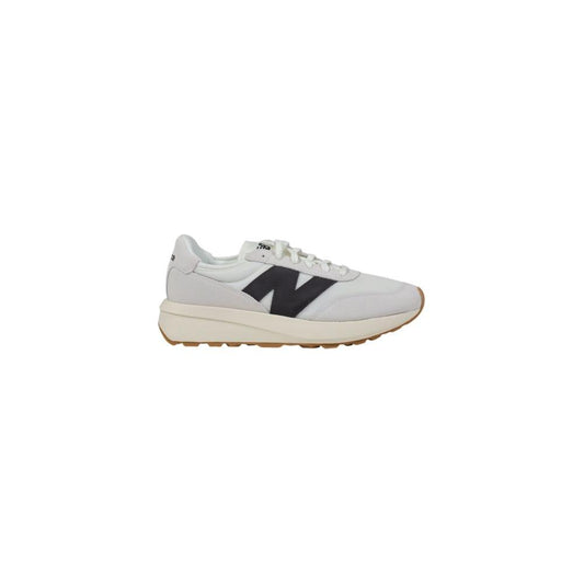 New Balance 370 U370 men's white suede leather sneaker with breathable mesh, sleek design, and durable rubber outsole.