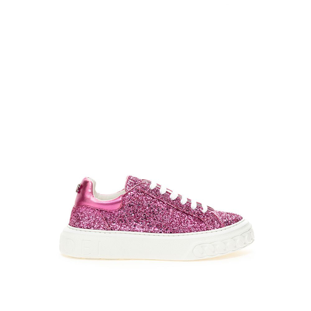 Casadei Fuchsia Fabric And Leather Low Top Sneakers Casadei