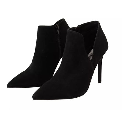 Steve Madden Black Suede Leather Stiletto Heels Boots Shoes Steve Madden