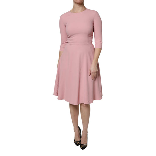Dolce & Gabbana Pink A-line Flare Viscose 3/4 Sleeves Dress Dolce & Gabbana