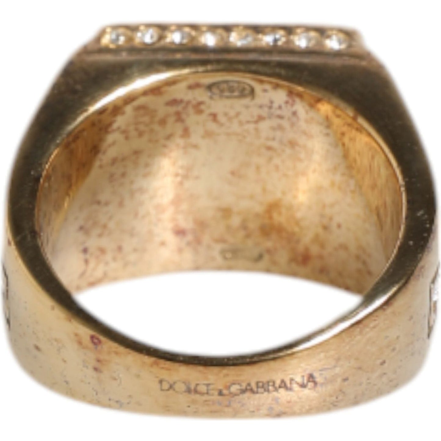 Dolce & Gabbana Gold Tone Sterling Silver 925 Crystals Ring SMY10468-58