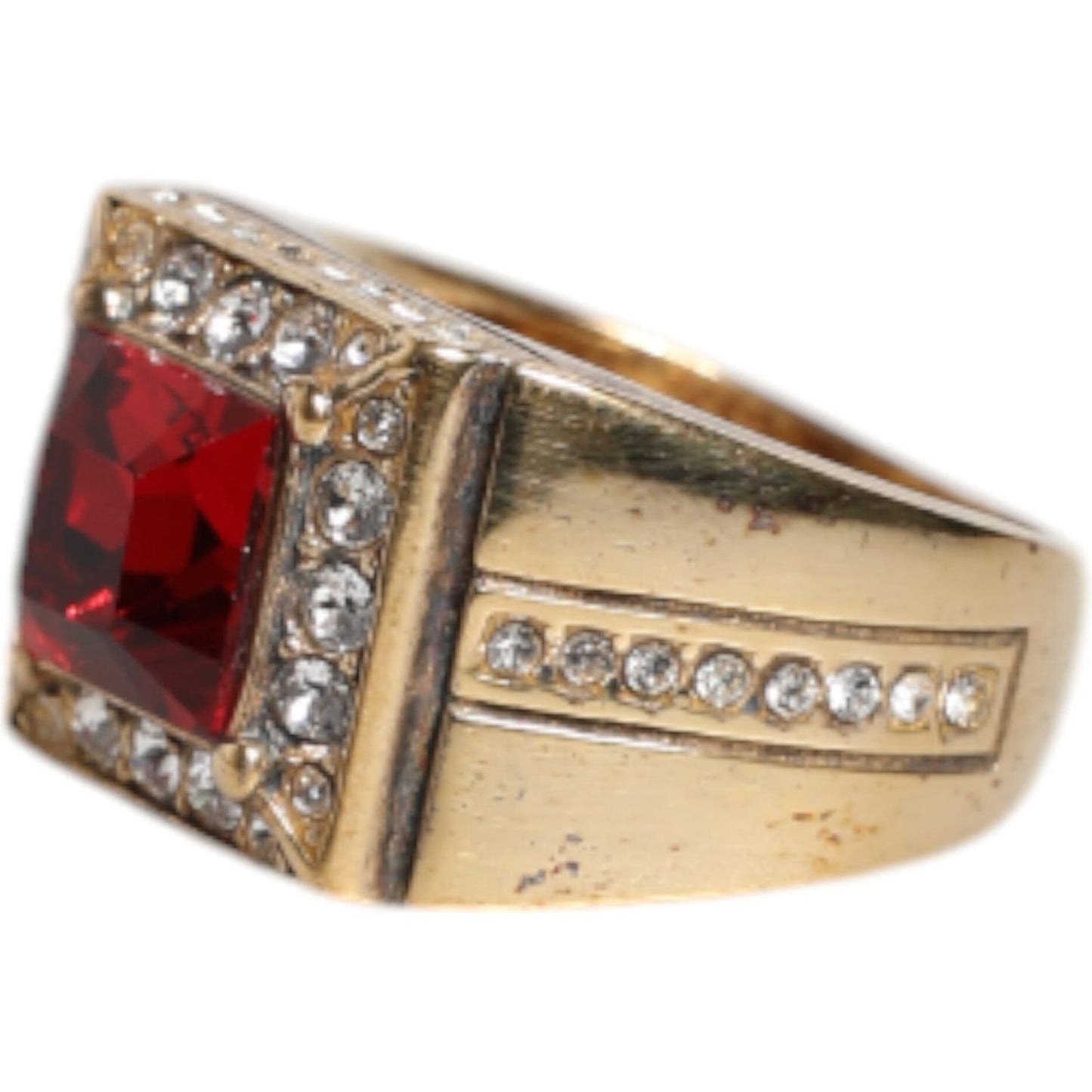 Dolce & Gabbana Gold Tone Sterling Silver 925 Crystals Ring SMY10469-58