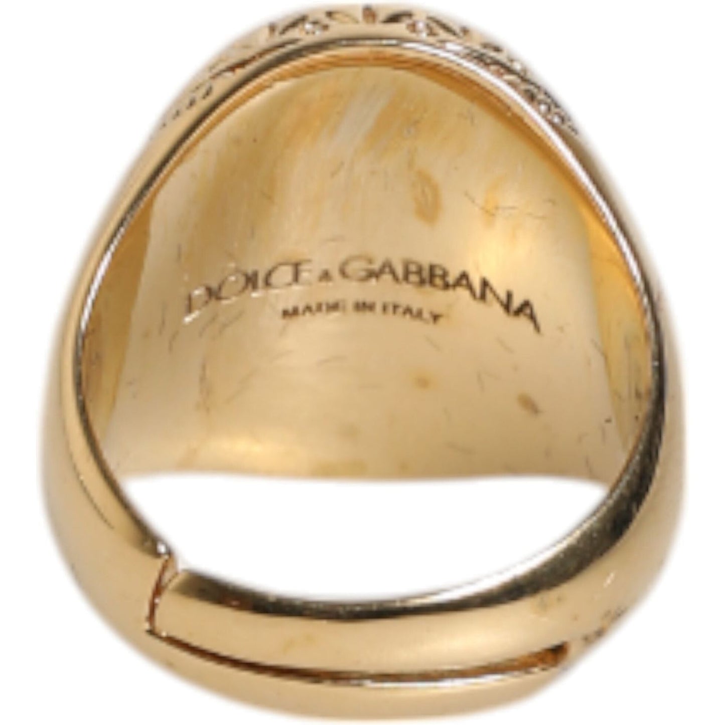 Dolce & Gabbana Gold Tone Engraved Logo Two Color Jewelry Ring SMY10472-S