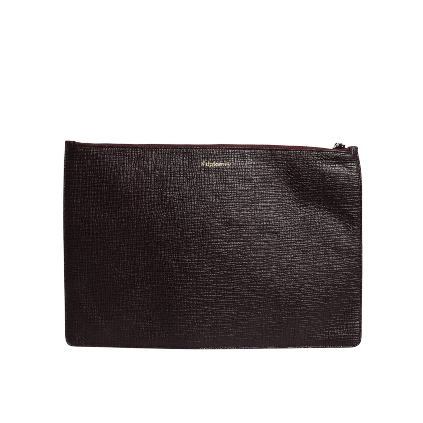 Dolce & Gabbana Brown Leather #DGFAMILY Embellished Men Clutch Pouch Bag Dolce & Gabbana