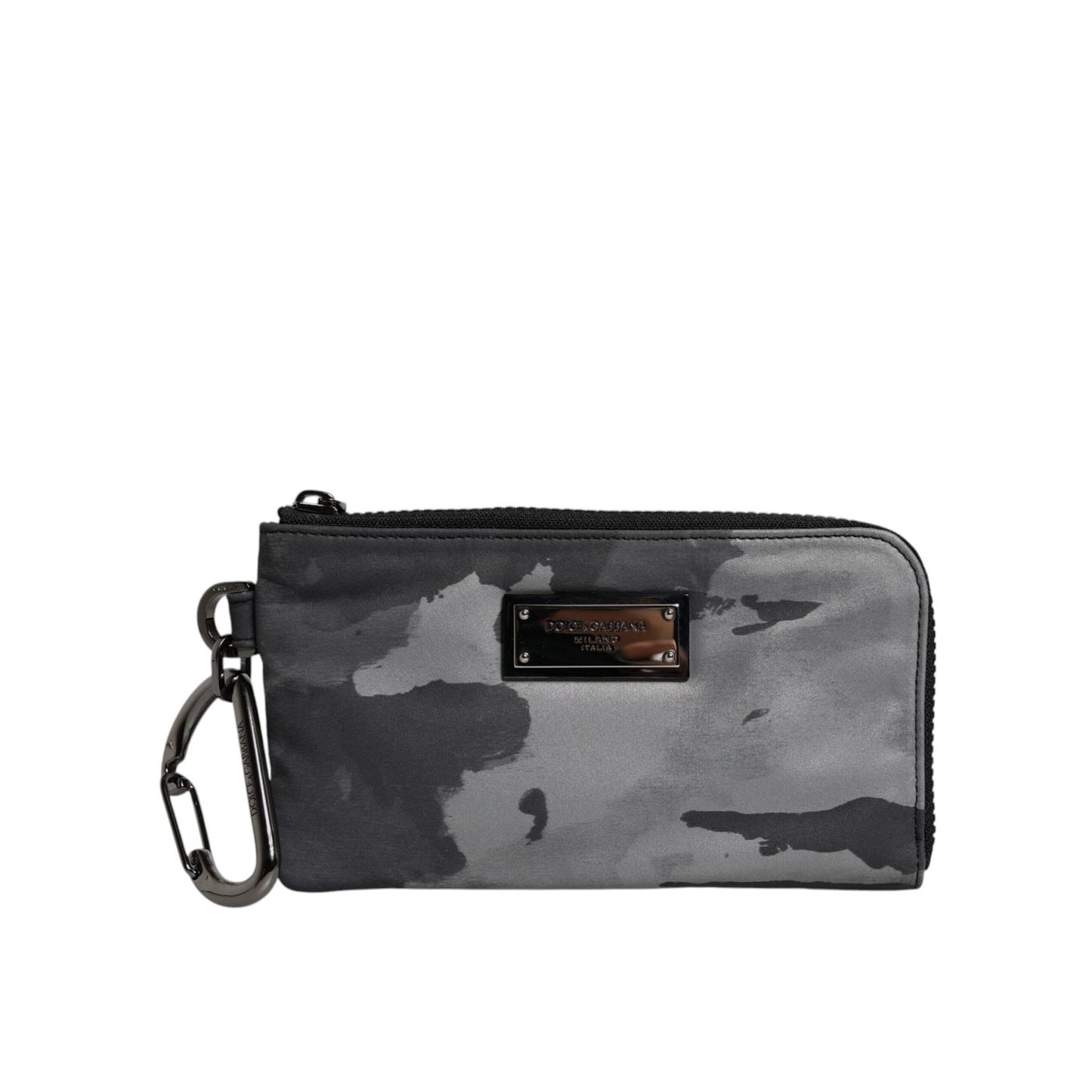 Dolce & Gabbana Black Gray Camouflage Logo Plaque Keyring Pouch Bag Dolce & Gabbana