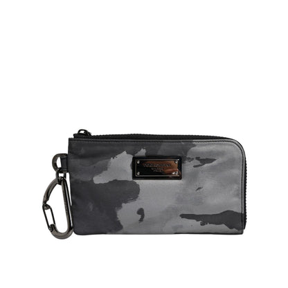 Dolce & Gabbana Black Gray Camouflage Logo Plaque Keyring Pouch Bag Dolce & Gabbana