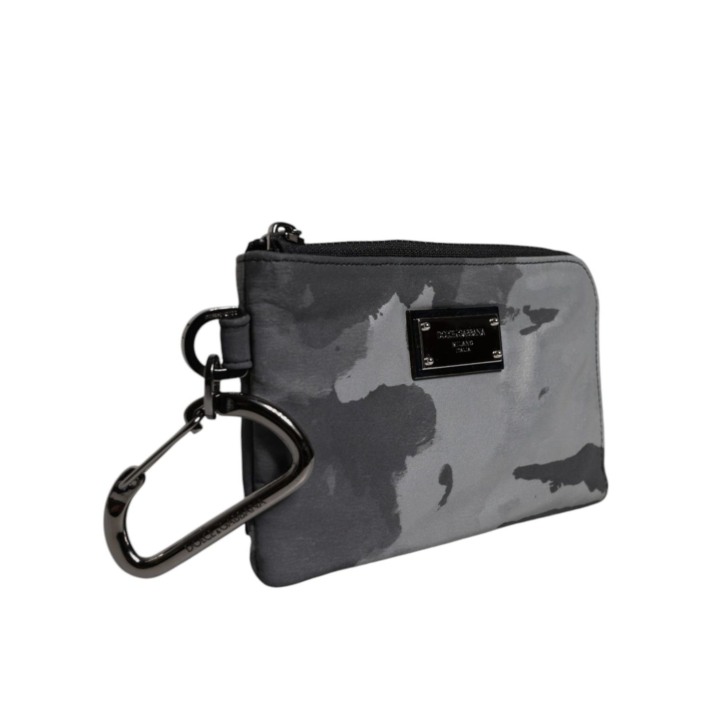 Dolce & Gabbana Black Gray Camouflage Logo Plaque Keyring Pouch Bag Dolce & Gabbana