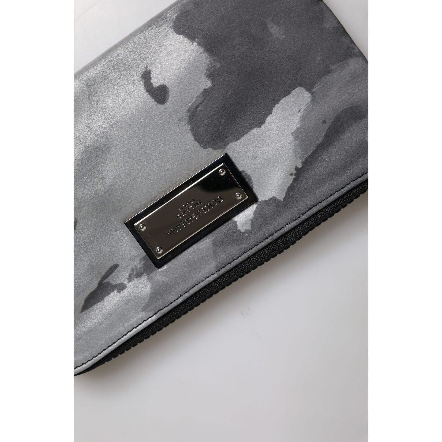 Dolce & Gabbana Black Gray Camouflage Logo Plaque Keyring Pouch Bag Dolce & Gabbana