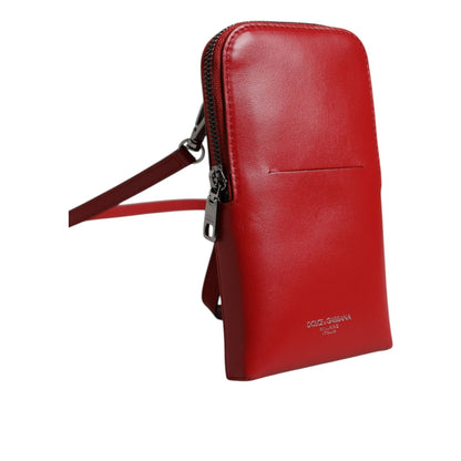 Dolce & Gabbana Red Leather Purse Phone Sling Crossbody Neck Strap Bag Dolce & Gabbana