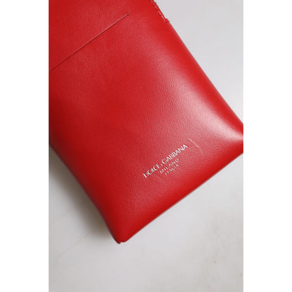 Dolce & Gabbana Red Leather Purse Phone Sling Crossbody Neck Strap Bag Dolce & Gabbana