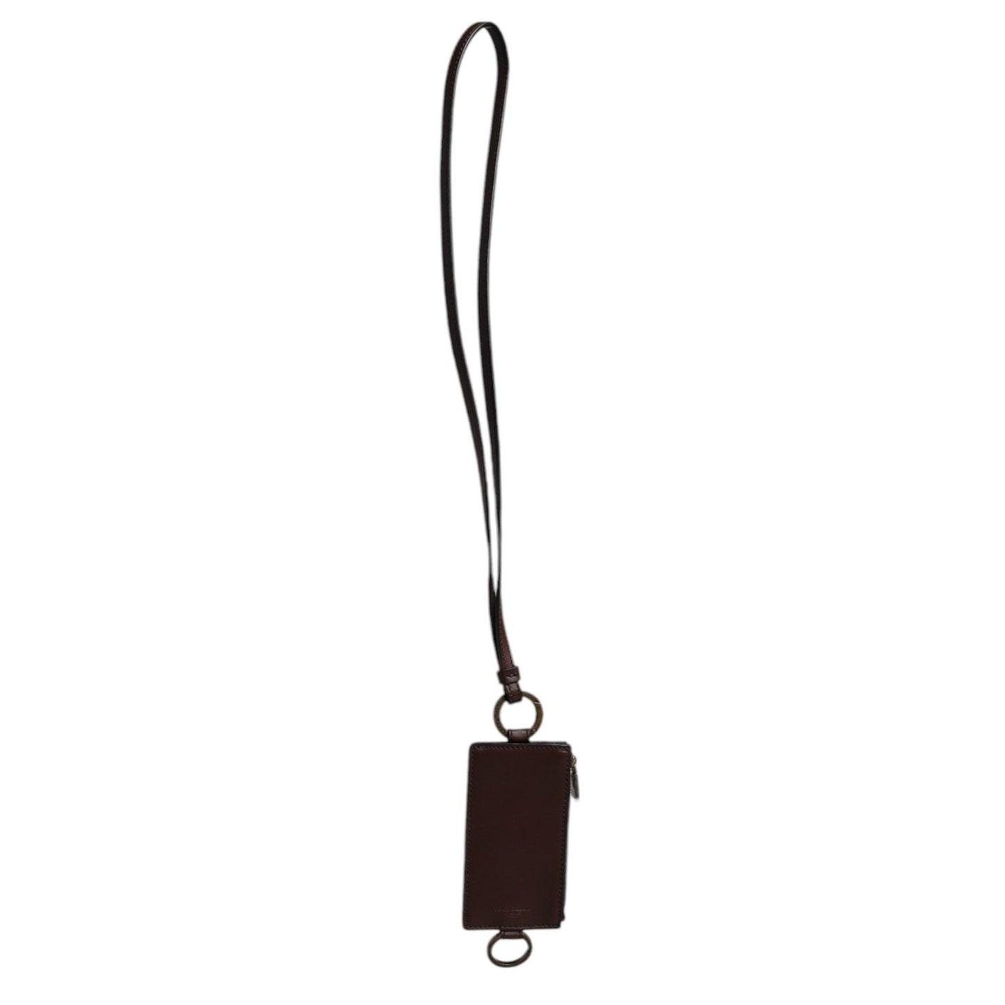 Dolce & Gabbana Brown Calf Leather Lanyard Logo Card Holder Wallet Dolce & Gabbana