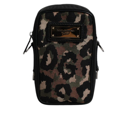 Dolce & Gabbana Multicolor Leopard Jacquard Logo Plaque Neck Strap Bag Dolce & Gabbana