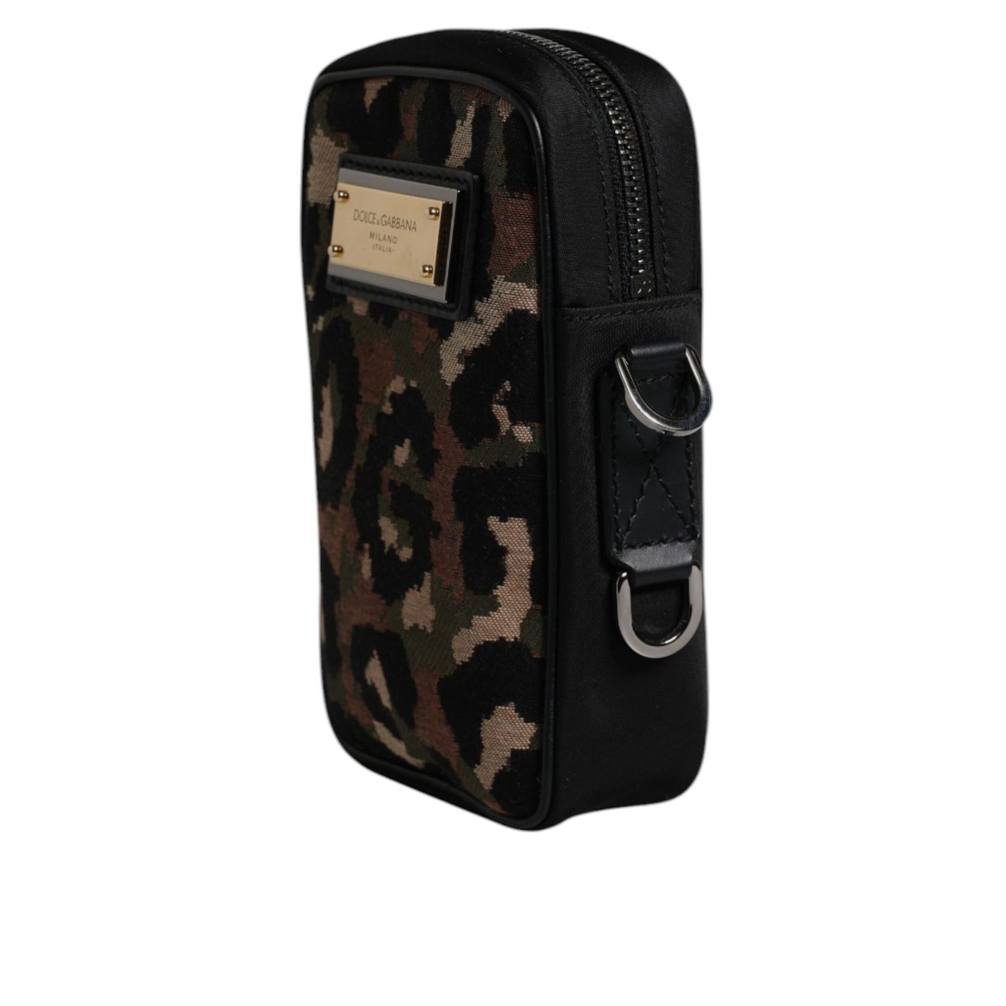 Dolce & Gabbana Multicolor Leopard Jacquard Logo Plaque Neck Strap Bag Dolce & Gabbana