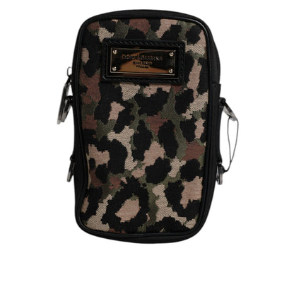 Dolce & Gabbana Multicolor Leopard Jacquard Logo Plaque Neck Strap Bag Dolce & Gabbana