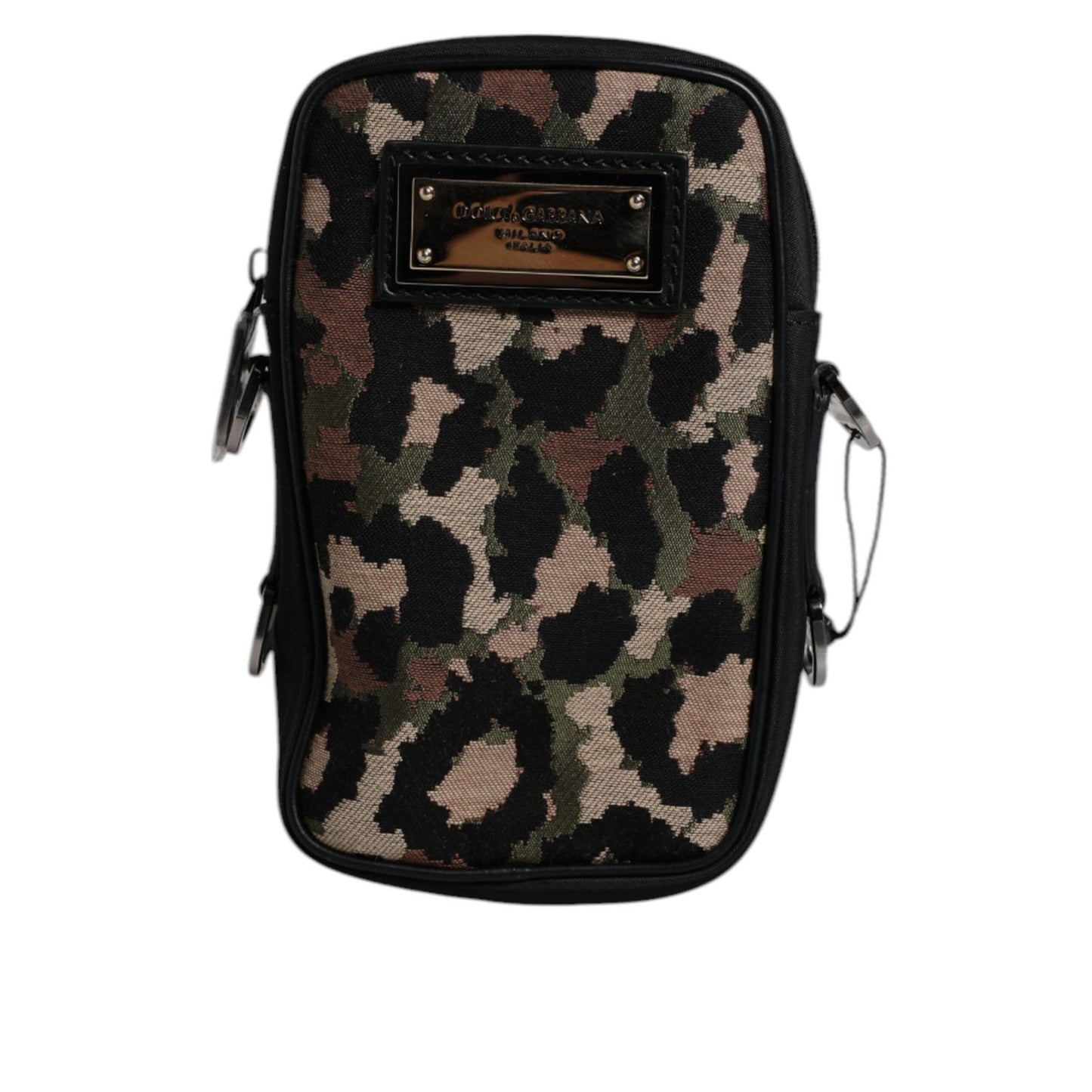 Dolce & Gabbana Multicolor Leopard Jacquard Logo Plaque Neck Strap Bag Dolce & Gabbana
