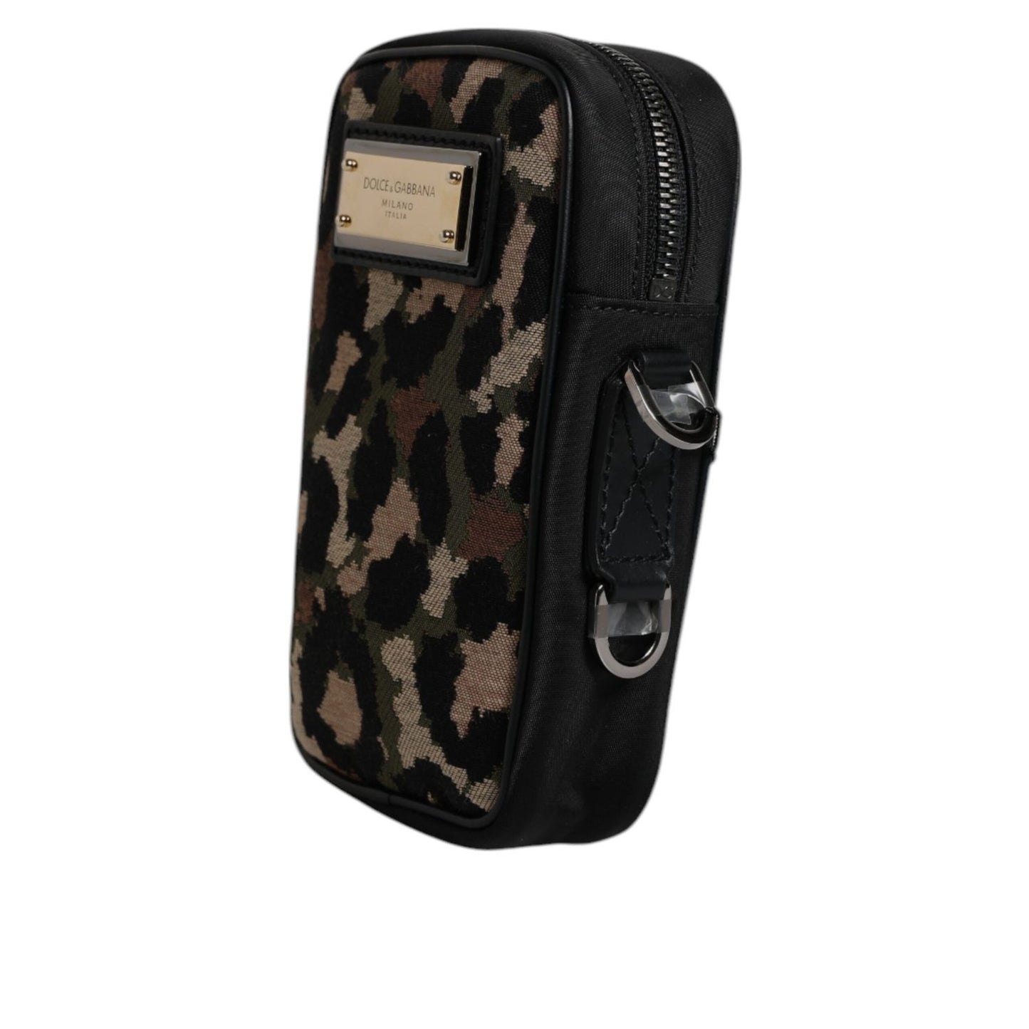 Dolce & Gabbana Multicolor Leopard Jacquard Logo Plaque Neck Strap Bag Dolce & Gabbana