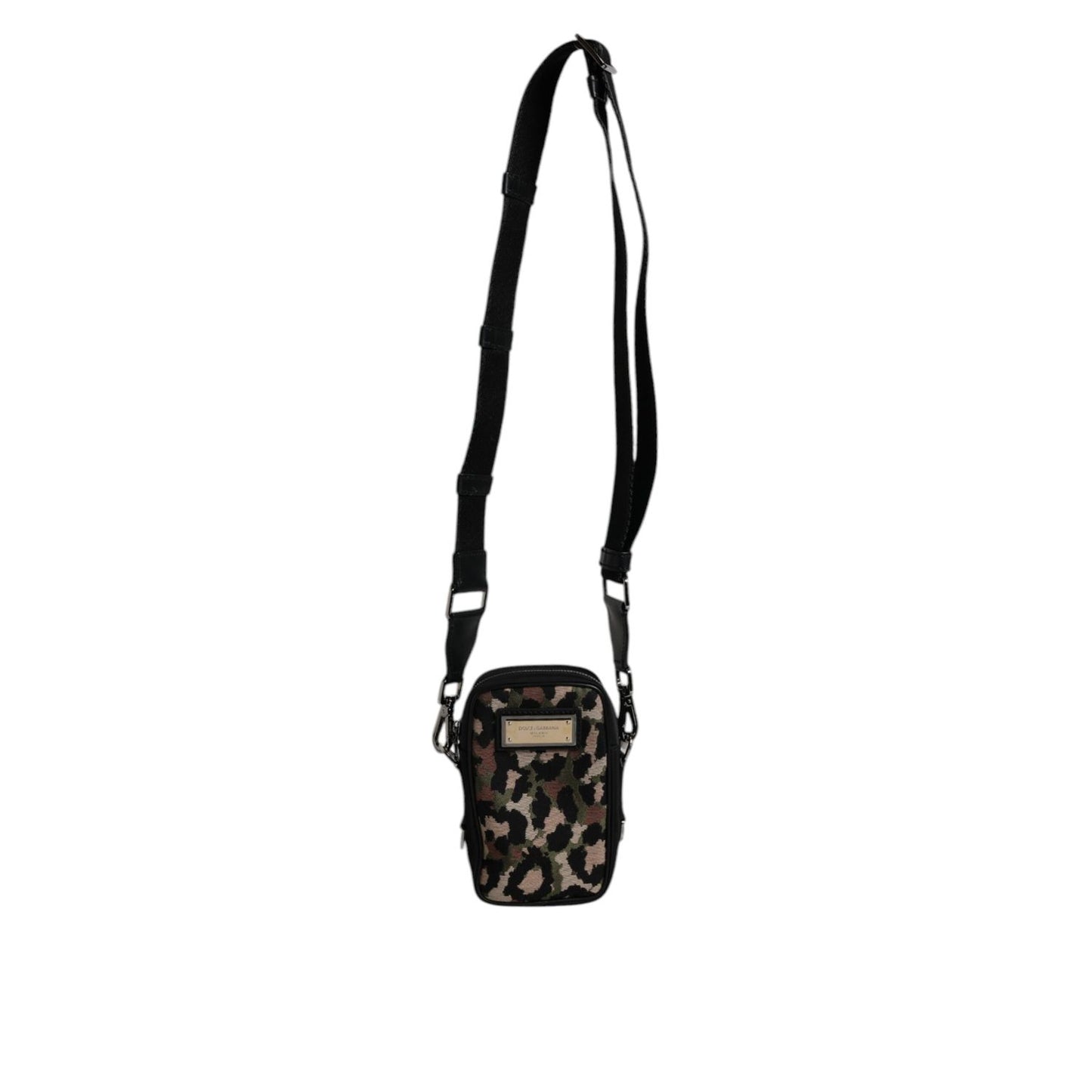 Dolce & Gabbana Multicolor Leopard Jacquard Logo Plaque Neck Strap Bag Dolce & Gabbana