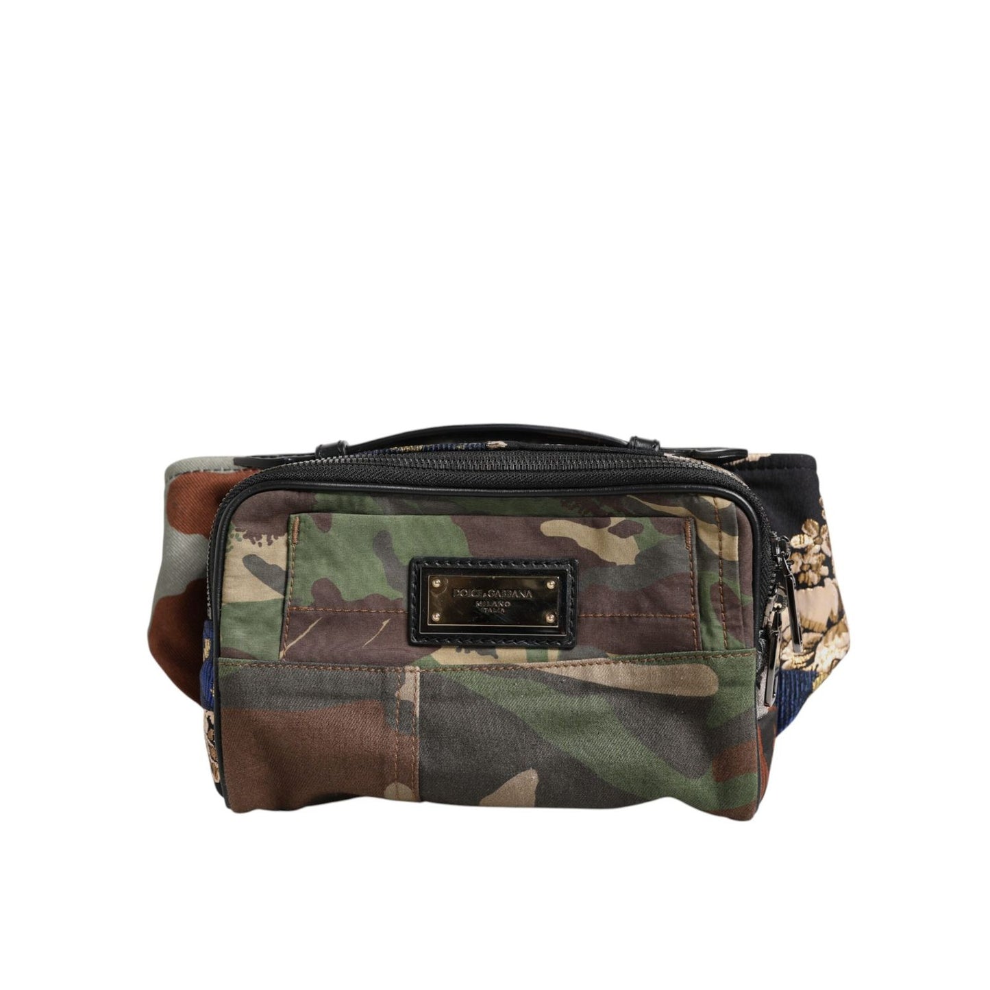 Dolce & Gabbana Multicolor Camouflage Patchwork Logo Waist Fanny Pack Bag Dolce & Gabbana