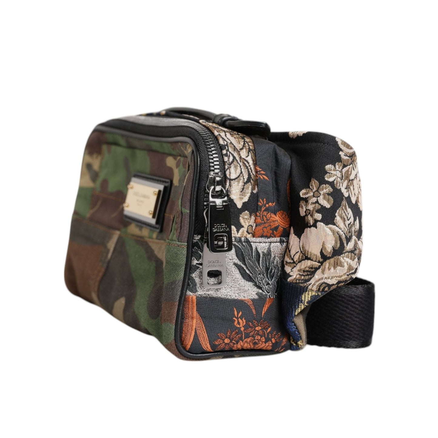 Dolce & Gabbana Multicolor Camouflage Patchwork Logo Waist Fanny Pack Bag Dolce & Gabbana