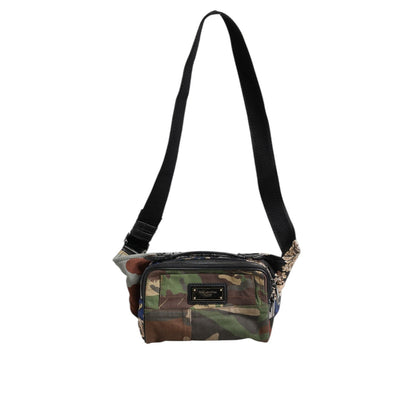 Dolce & Gabbana Multicolor Camouflage Patchwork Logo Waist Fanny Pack Bag Dolce & Gabbana