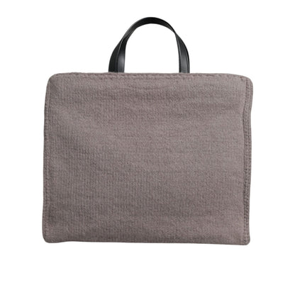 Dolce & Gabbana Grey Alpaca Wool Logo Plaque Tote Shoulder Bag Dolce & Gabbana