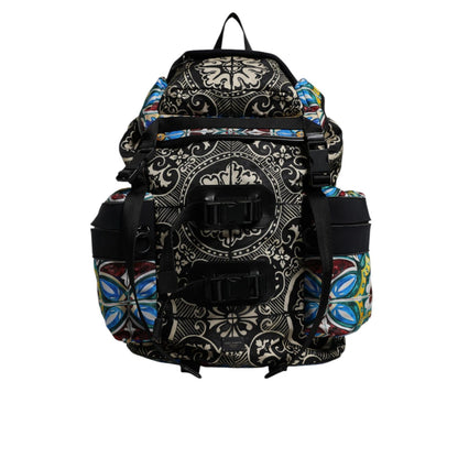 Dolce & Gabbana Multicolor Maiolica Print Nylon Backpack Bag Dolce & Gabbana