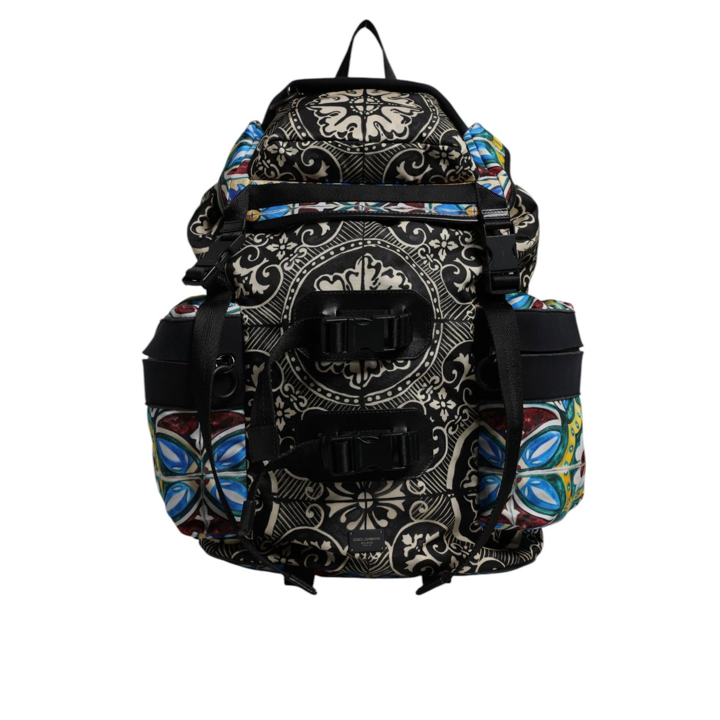 Dolce & Gabbana Multicolor Maiolica Print Nylon Backpack Bag Dolce & Gabbana