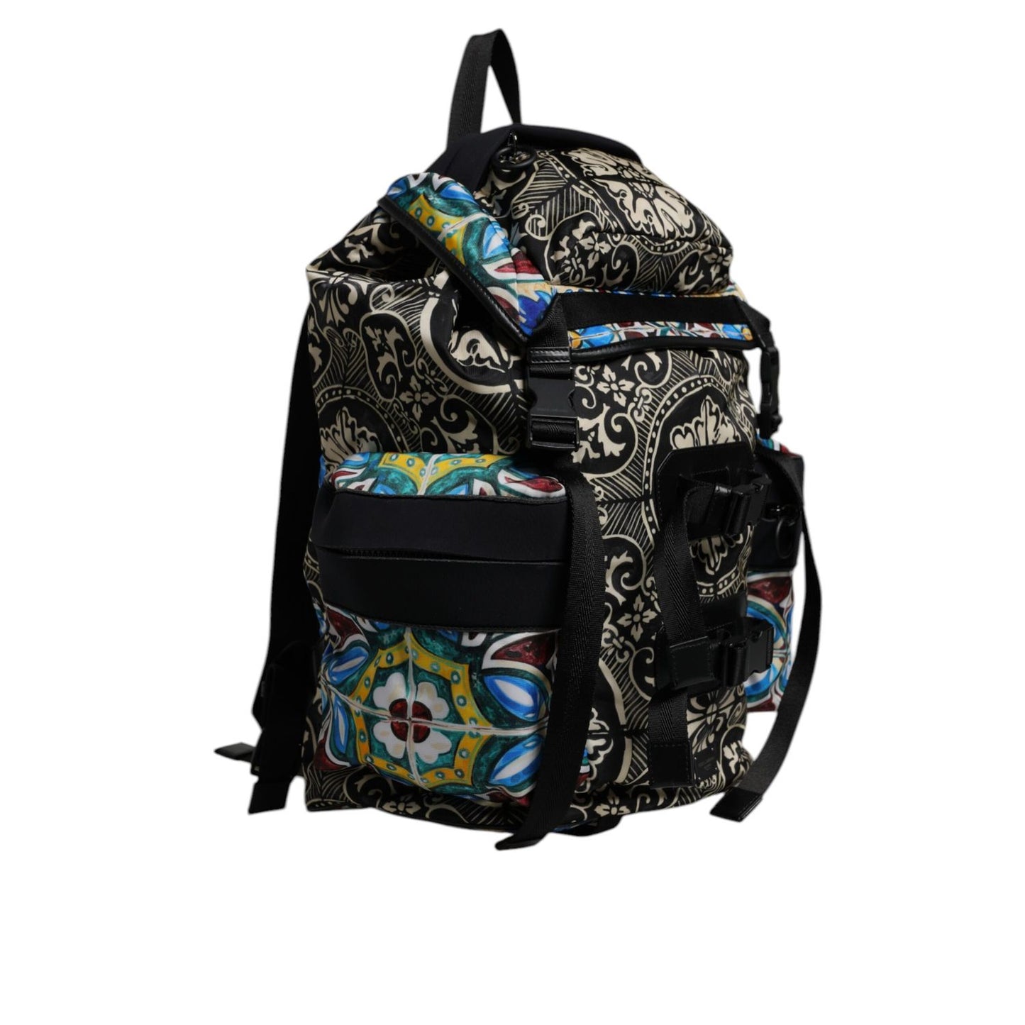 Dolce & Gabbana Multicolor Maiolica Print Nylon Backpack Bag Dolce & Gabbana