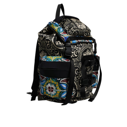 Dolce & Gabbana Multicolor Maiolica Print Nylon Backpack Bag Dolce & Gabbana