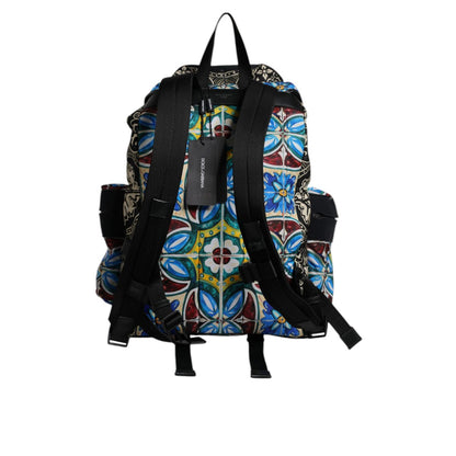 Dolce & Gabbana Multicolor Maiolica Print Nylon Backpack Bag Dolce & Gabbana