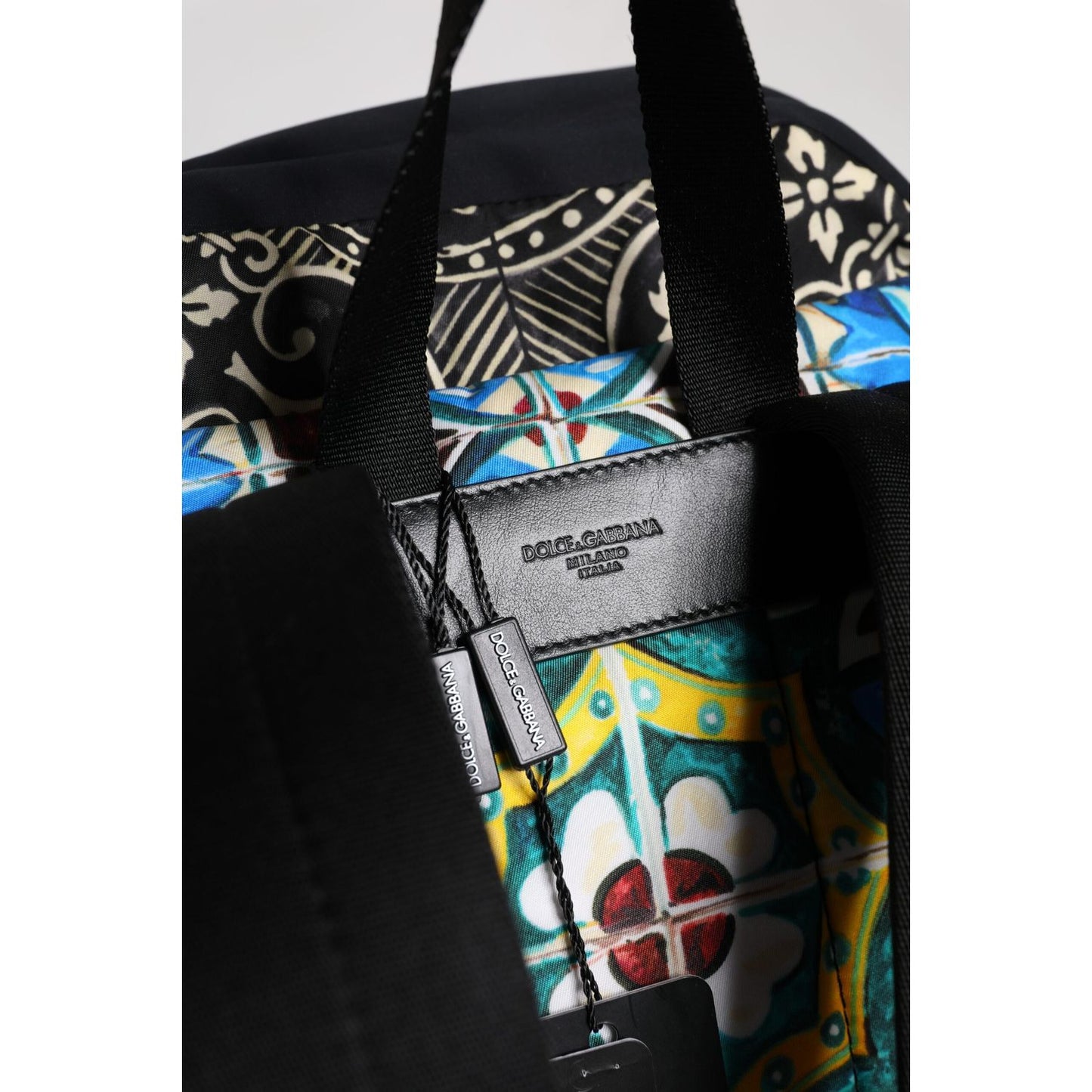 Dolce & Gabbana Multicolor Maiolica Print Nylon Backpack Bag Dolce & Gabbana