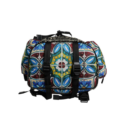 Dolce & Gabbana Multicolor Maiolica Print Nylon Backpack Bag Dolce & Gabbana