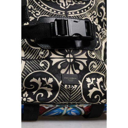 Dolce & Gabbana Multicolor Maiolica Print Nylon Backpack Bag Dolce & Gabbana