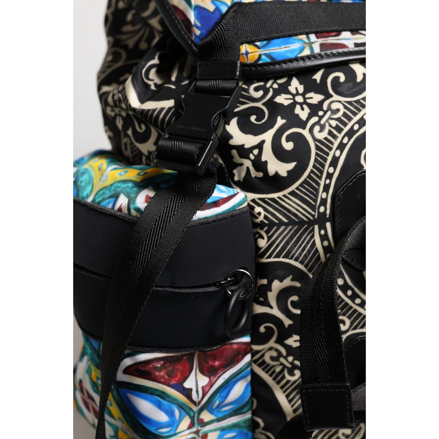 Dolce & Gabbana Multicolor Maiolica Print Nylon Backpack Bag Dolce & Gabbana