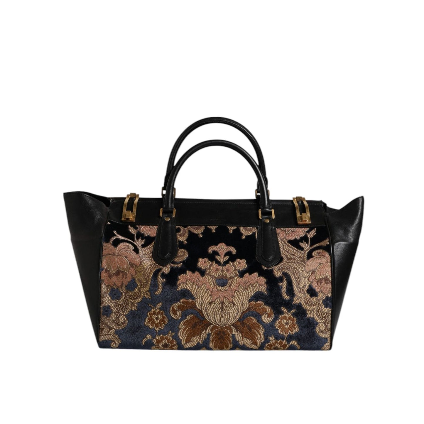 Dolce & Gabbana Black Floral Jacquard Handbag Shoulder Tote Bag Dolce & Gabbana