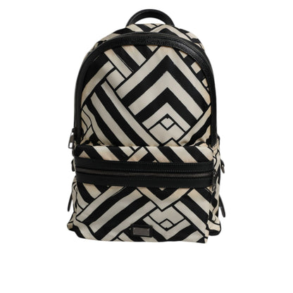 Dolce & Gabbana Black White Nylon Leather Travel Back Pack Bag Dolce & Gabbana