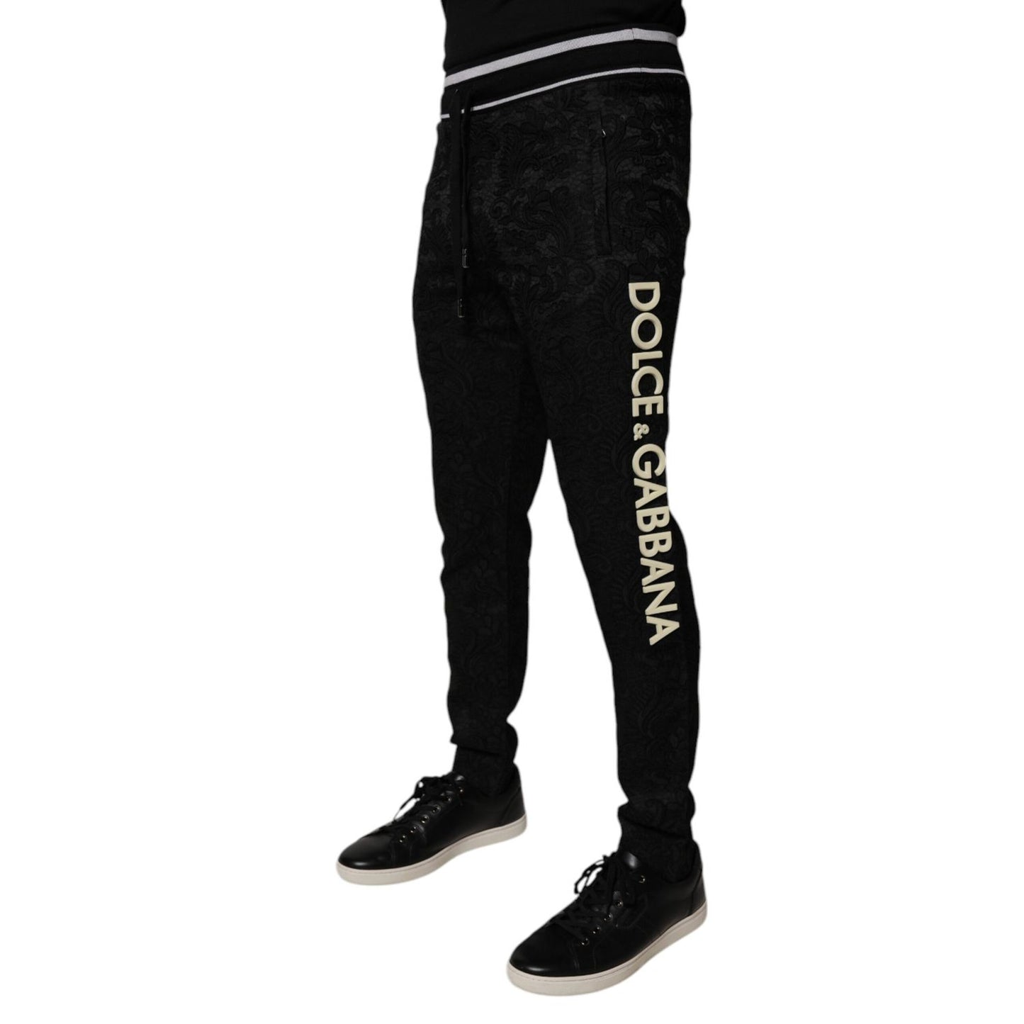 Dolce & Gabbana Black Mid Waist Jogger Men Sweatpants Pants