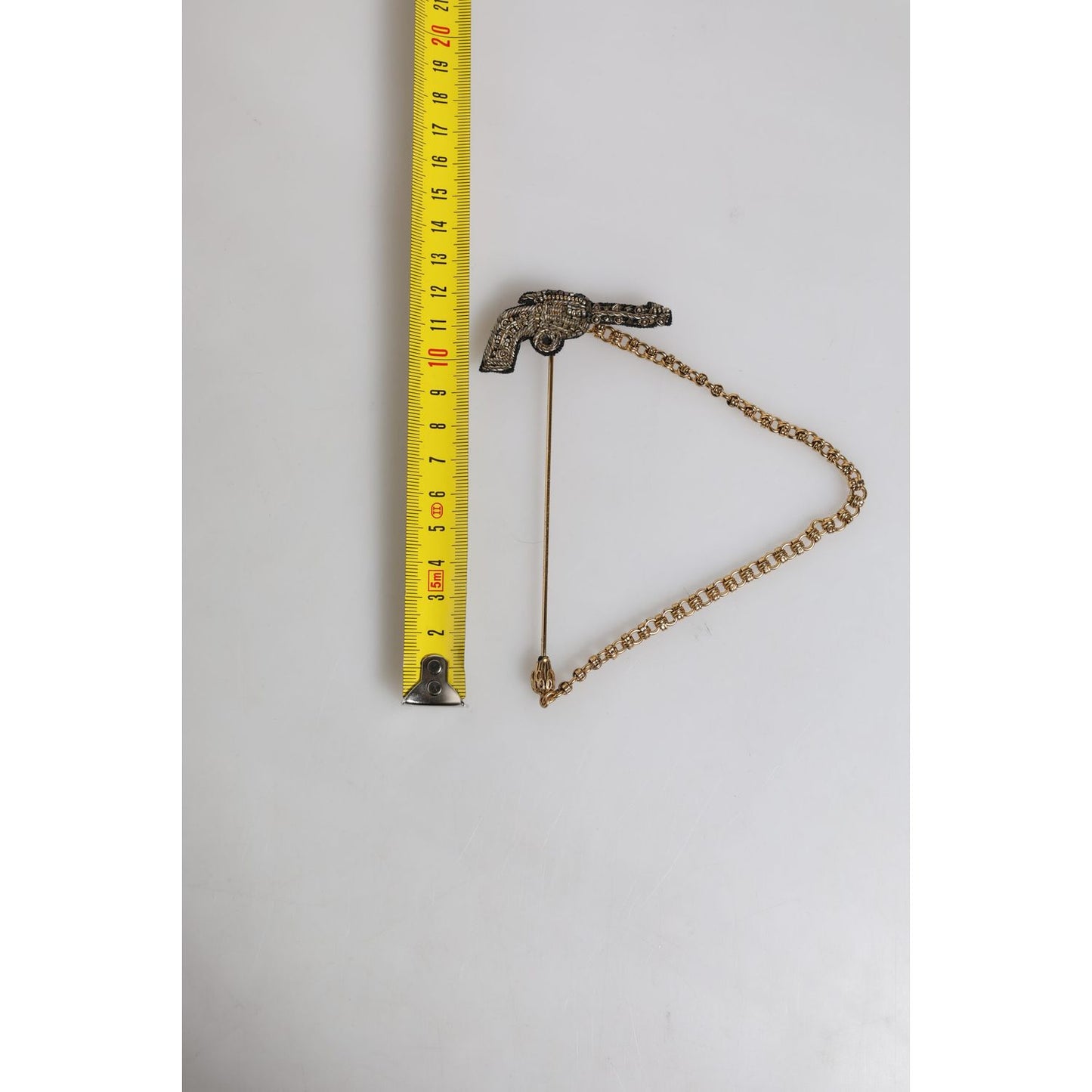 Dolce & Gabbana Black Gold Brass Copper Revolver Brooch Lapel Pin