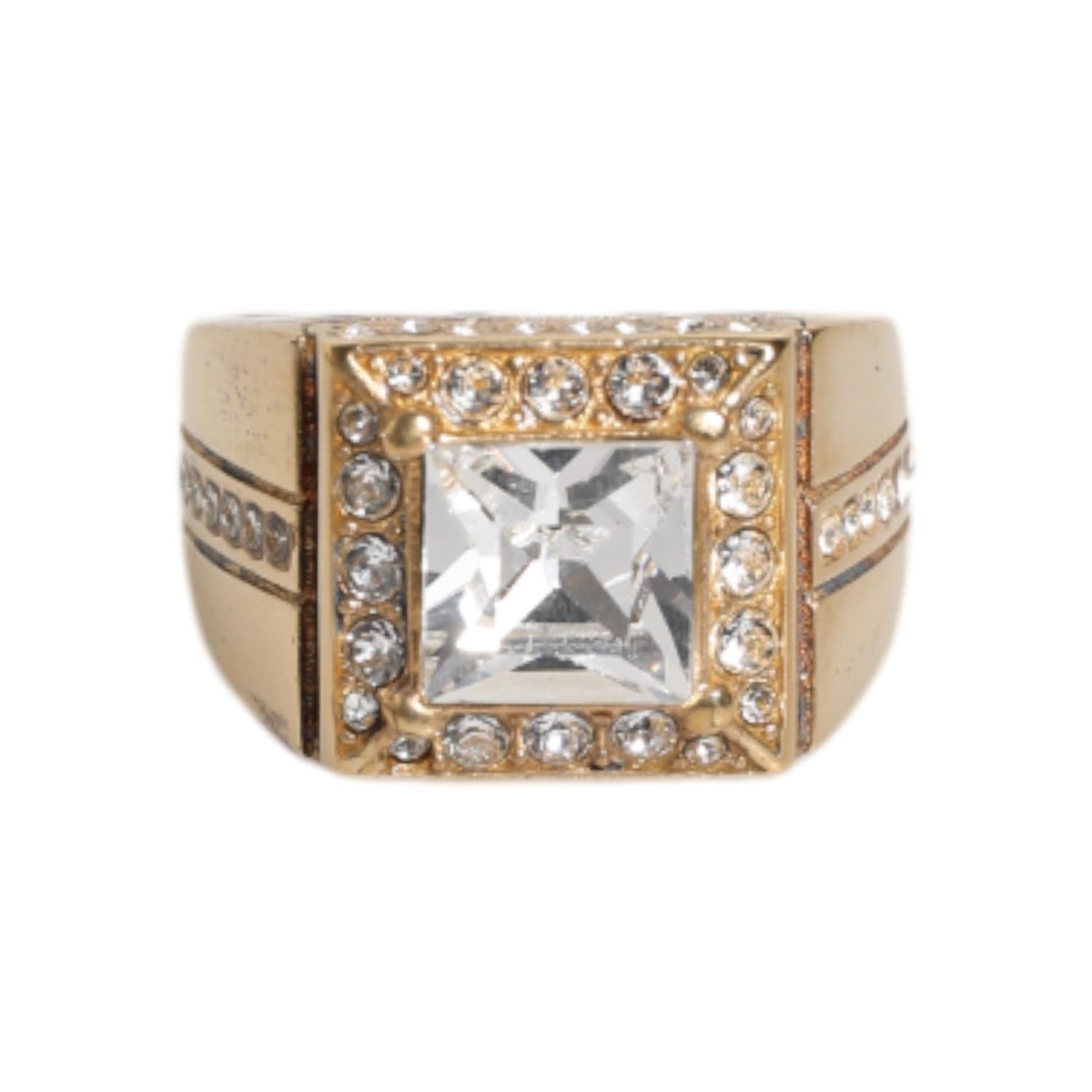 Dolce & Gabbana Gold Tone Sterling Silver 925 Crystals Ring