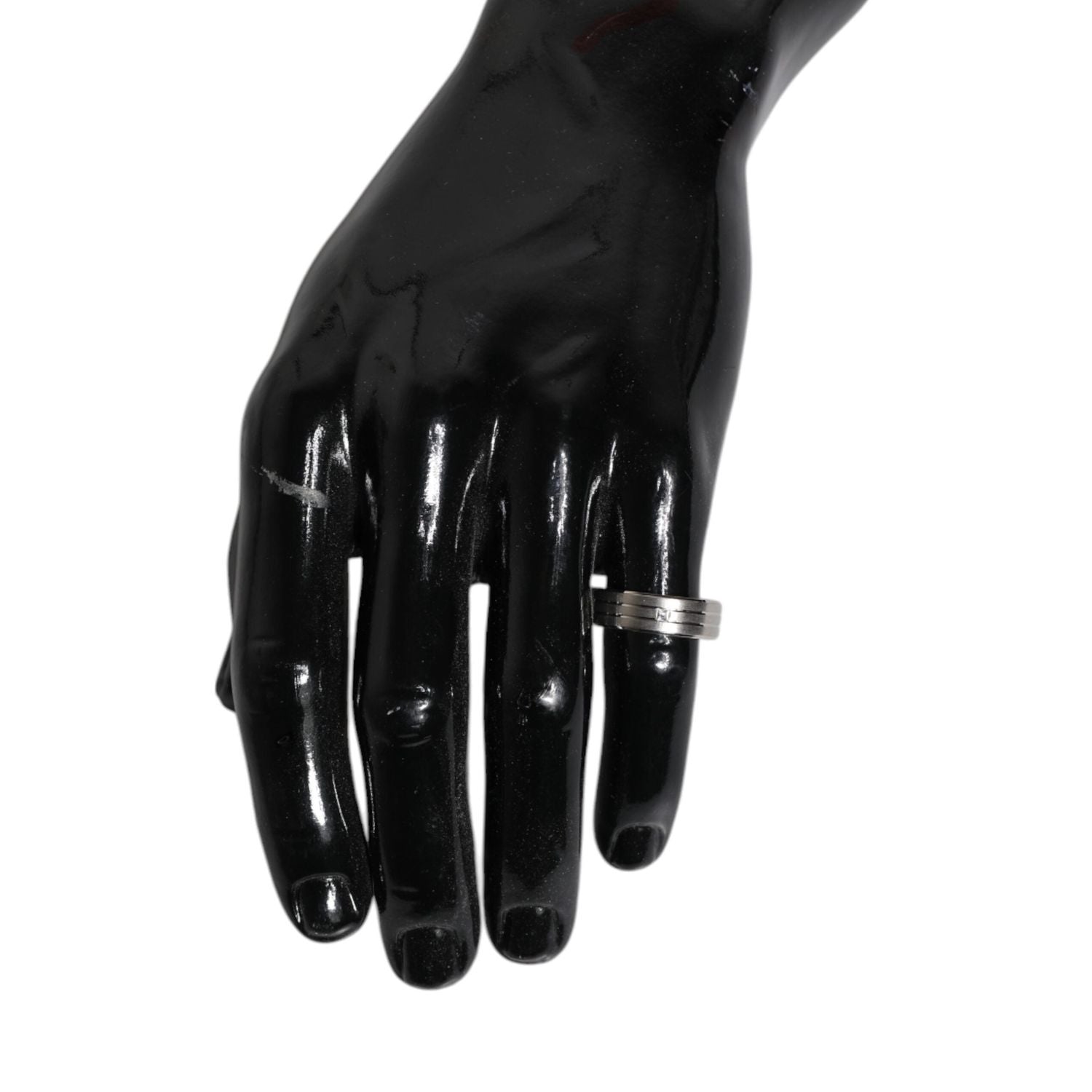 Dolce & Gabbana Silver Tone Brass Clear Crystal DG Logo Ring