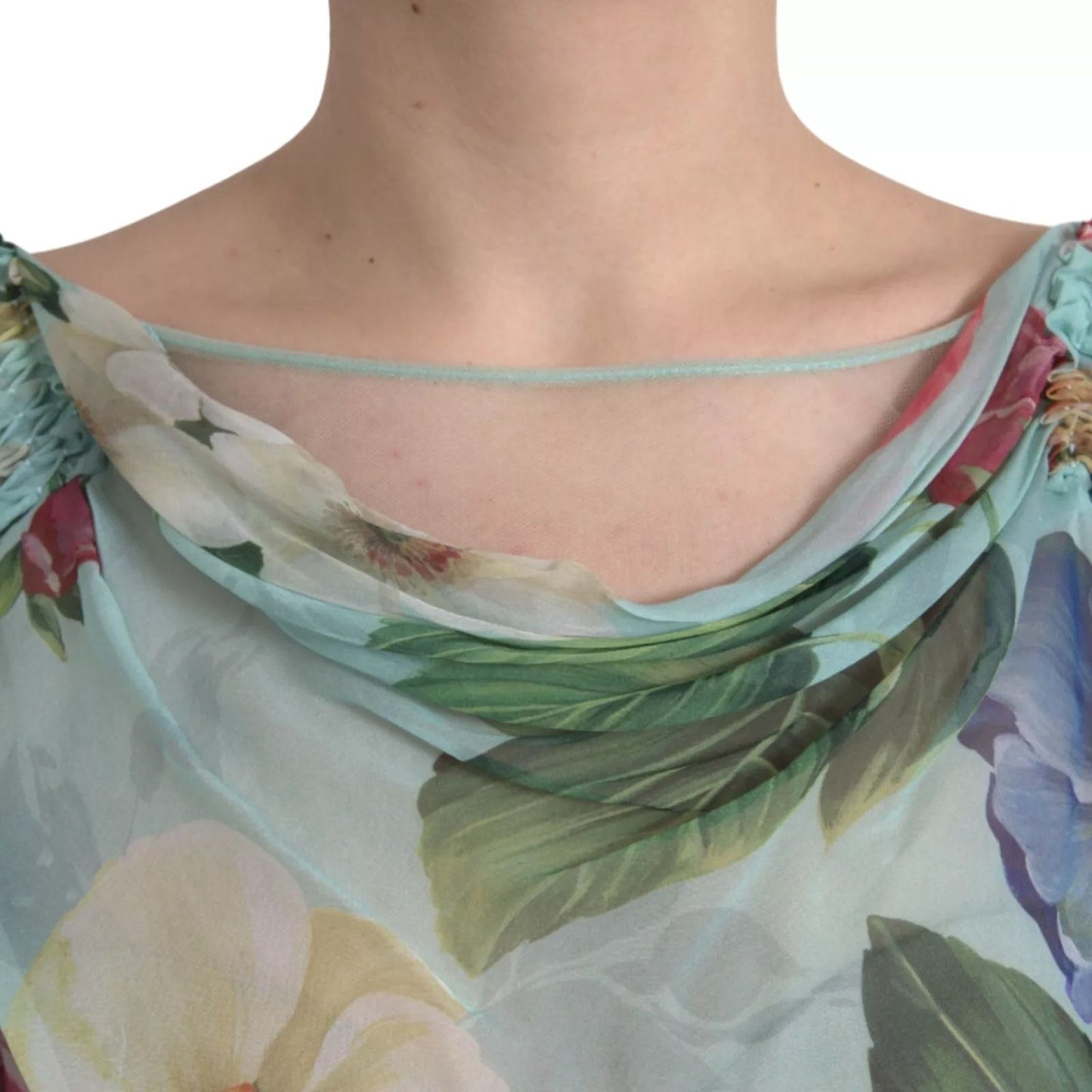 Dolce & Gabbana Blue Floral Print Tiered Long Maxi Dress Dolce & Gabbana