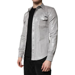 Dolce & Gabbana Metallic Gray Cotton Button Down Shirt TSH878484-37