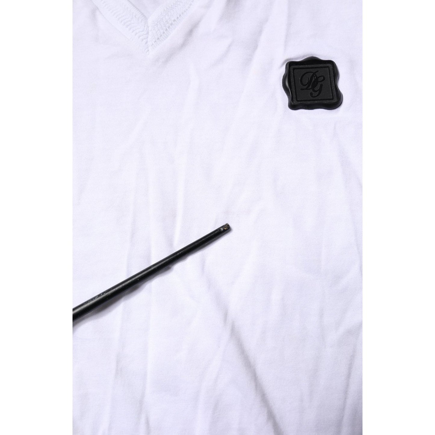Dolce & Gabbana White Cotton Logo Patch V-neck Tee T-shirt TSH85127-52