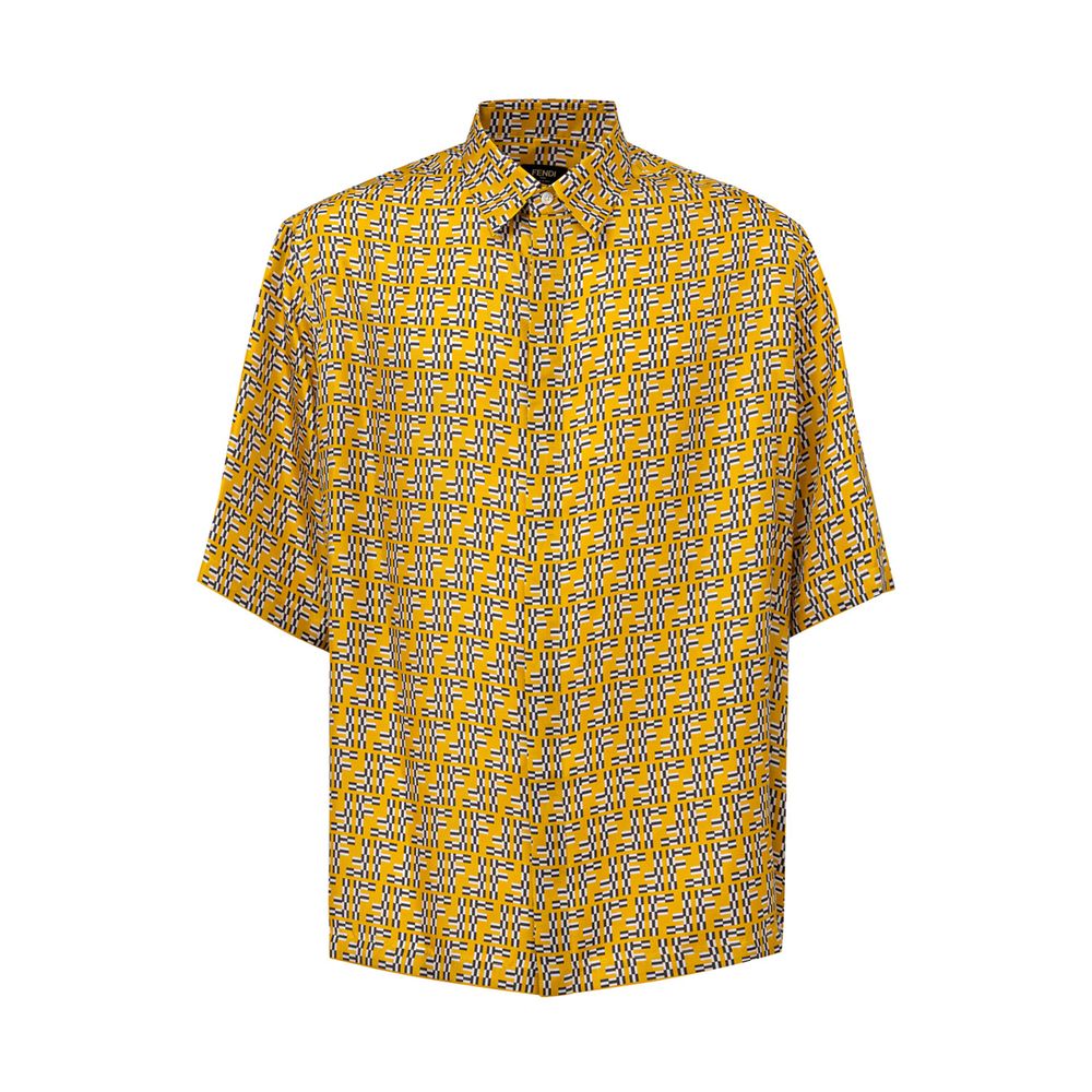 Fendi Yellow Silk Shortsleeve Shirt Fendi