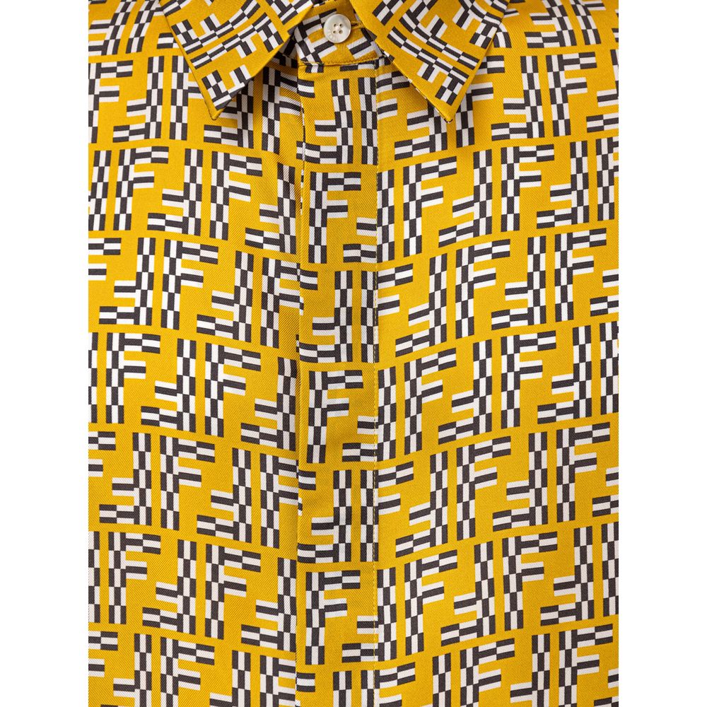 Fendi Yellow Silk Shortsleeve Shirt Fendi