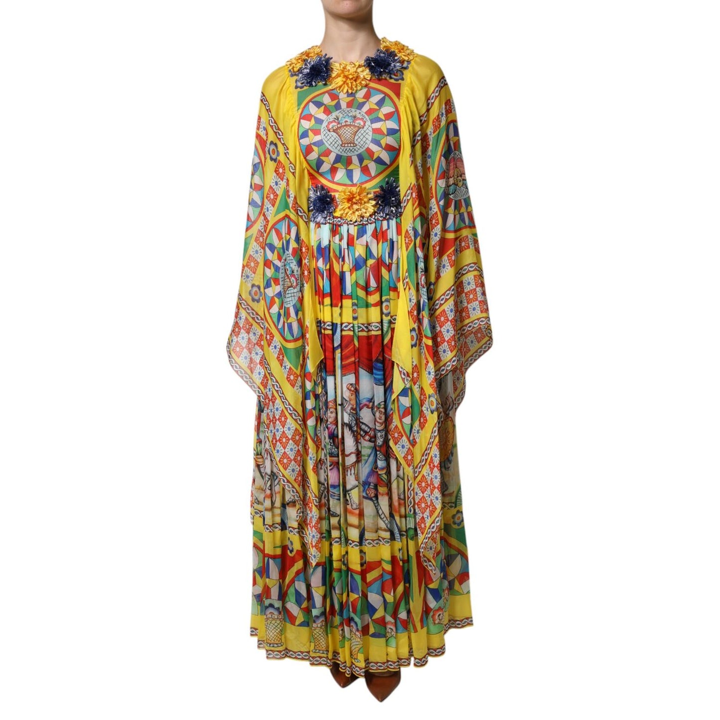 Dolce & Gabbana Multicolour Carretto Print Kaftan Twill Dress Dolce & Gabbana