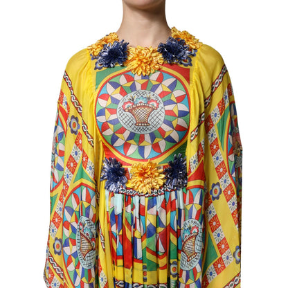 Dolce & Gabbana Multicolour Carretto Print Kaftan Twill Dress Dolce & Gabbana