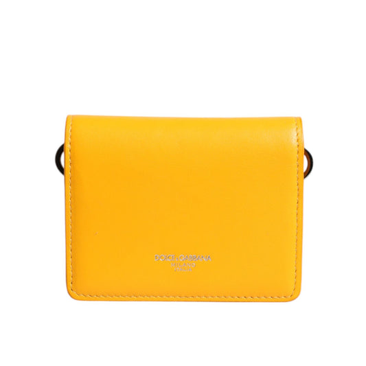 Dolce & Gabbana Yellow Leather Bifold Card Holder Crossbody Bag