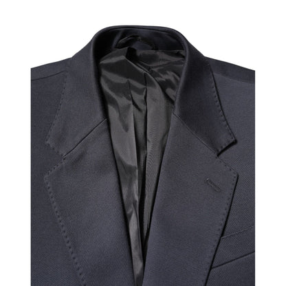 Dolce & Gabbana Dark Blue Cotton Men Jacket Coat Suit Blazer